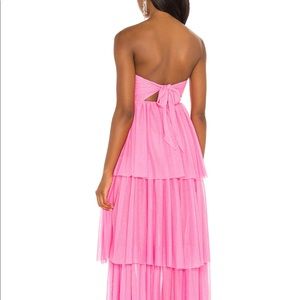 For Love and Lemons Tiered Pink Strapless Gown